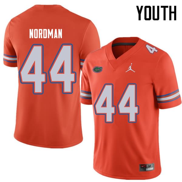 Youth NCAA Florida Gators Tucker Nordman #44 Stitched Authentic Jordan Brand Orange College Football Jersey ULW7165LV